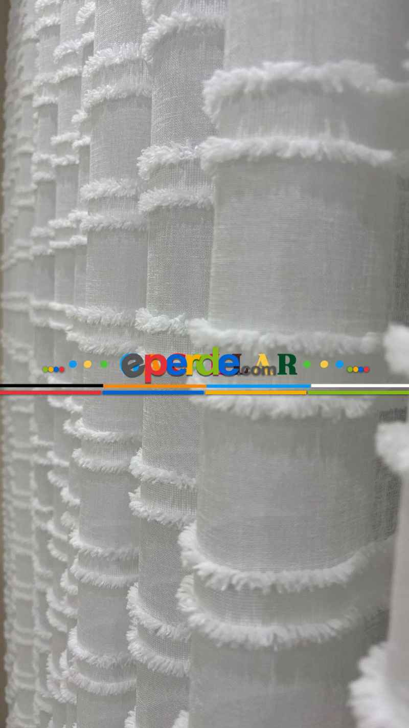 Bambu Foldet Keten Zemin Ağır Gramajlı Puffy Özel Nakışlı Tül Perde