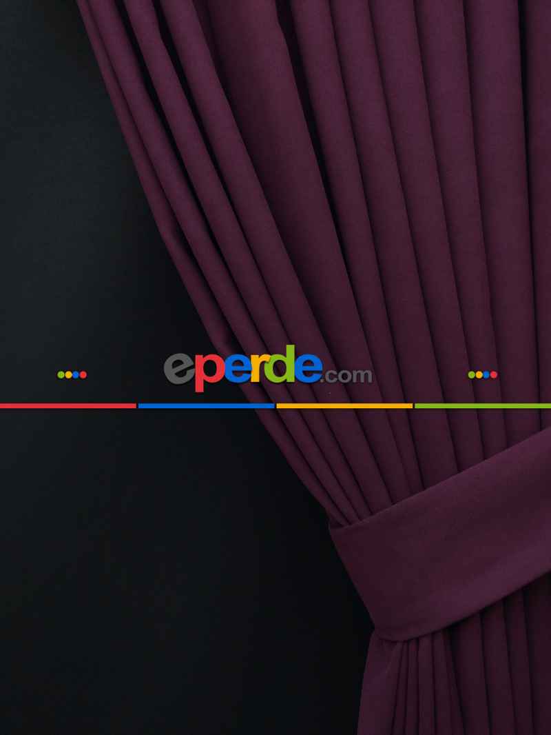 Düz Renk Dökümlü Fon Perde (150)- Mor