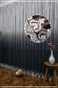 Antrasit Gri Renk Geçişli Etek Nakışlı Degrade Tasarım Tül Perde