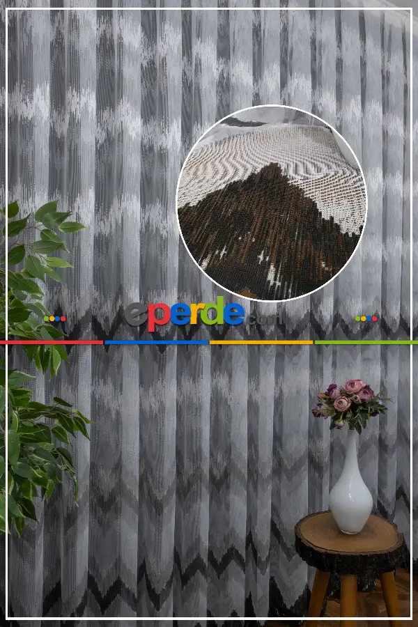 Salon Tül - Harmony Tül Yeni Tasarım Renkli Gri Antrasit Füme Tül