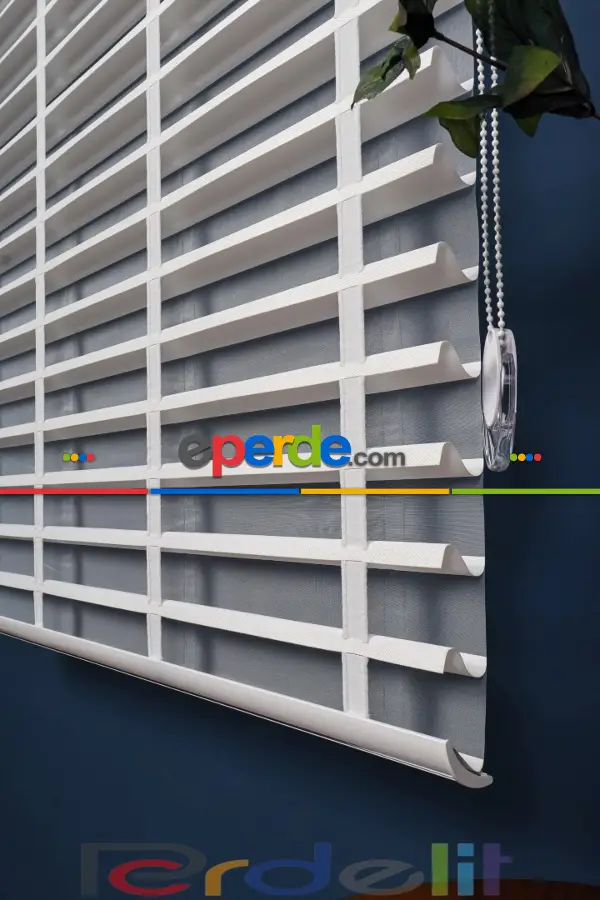 Perdelit Beyaz 50mm Silüet Kumaş Jaluzi Perde