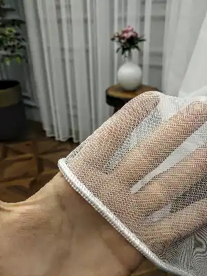 Hazır Ürün Düz Grek Tül Perde %25 Ekstra İndirimli 1/3 Pile Seçeneği- Ekru 150cm X 260cm 