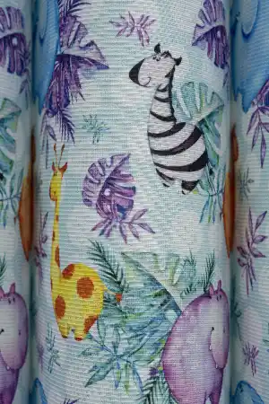 1. Kalite Bebek Ve Çocuk Baskılı Tül Dikey Zebra Perde Zürafa - Zebra - Deve - Fil Desen- Yeşil-mavi-sarı-lila-açık Yeşil-sütlü Kahve-su Yeşili