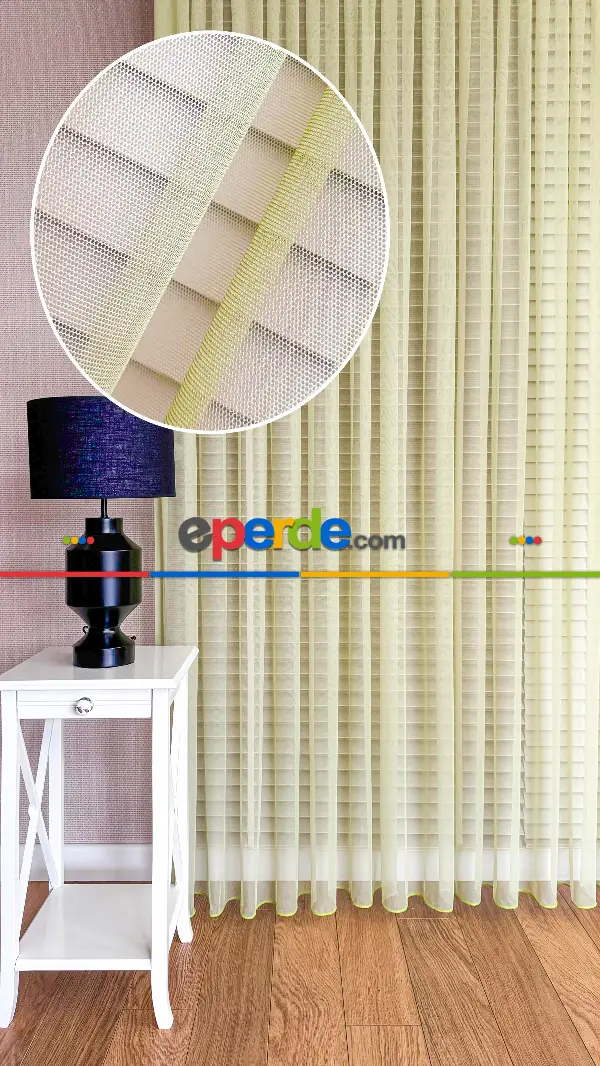 Yatak Odası Tül - Yeşil Grek Zemin Düz Tül Perde - Kurşunlu