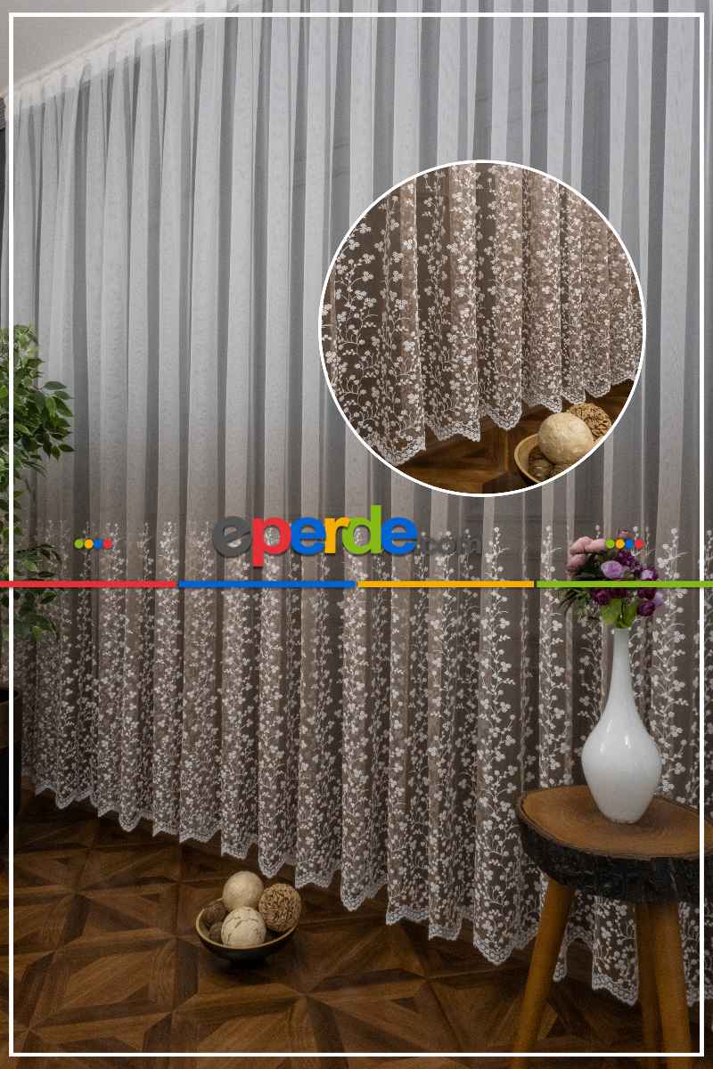 Salon - Etek Geniş Desenli Tasarım Tül