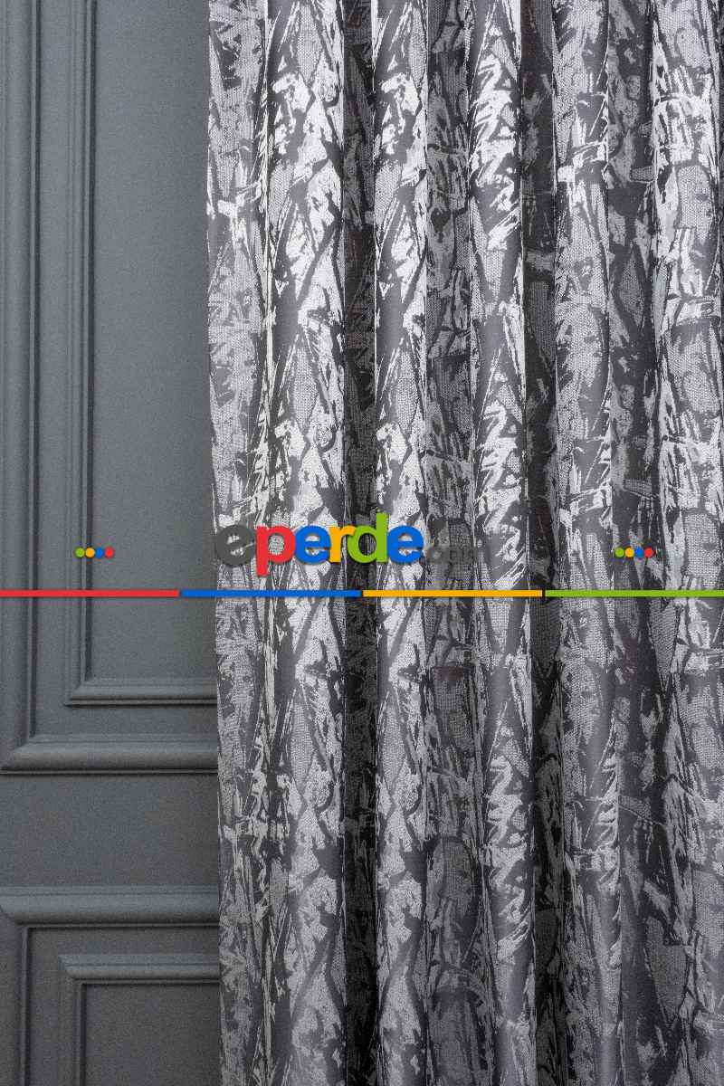 Jakar Dokuma Fon Perde Antrasit Gri