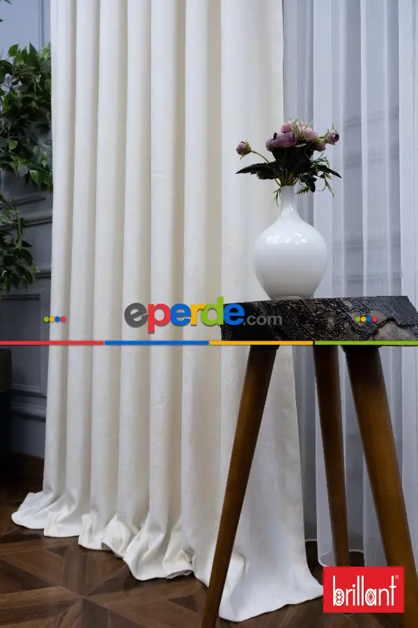 Brillant Jakar Fon Perde(dökümlü Fon )- Krem Açık