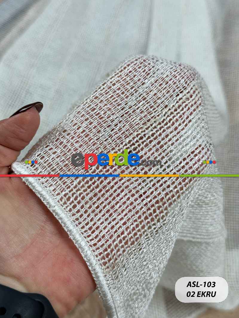 Çizgili Keten Doğal Dokulu Düz Tül Perde, Ağır Gramajlı Özel Dokuma Premium Seri