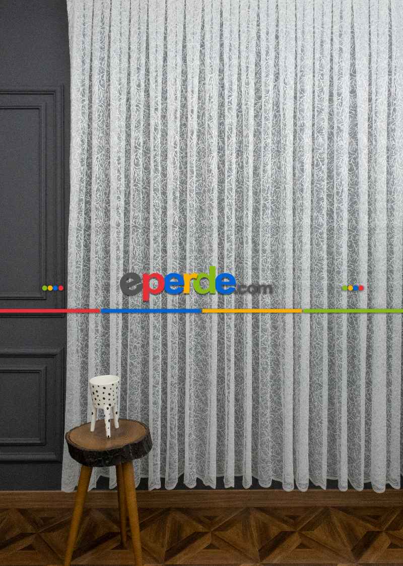 Spor Desenli Fransız Danteli Örme Tül Perde