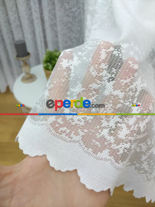 Sade Fransız Dantel Tül Perde & Kruvaze Perde- Ekru