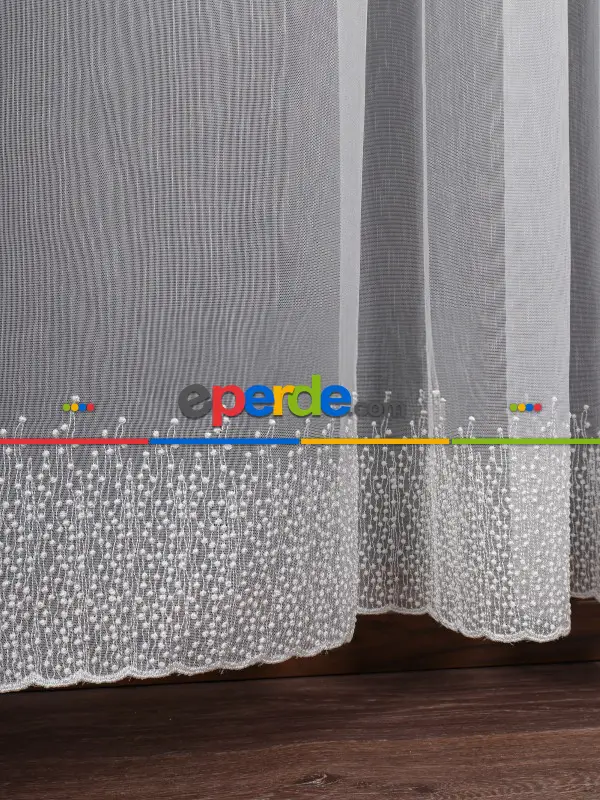 Etek Ucu Nakış İşlemeli Tül Perde