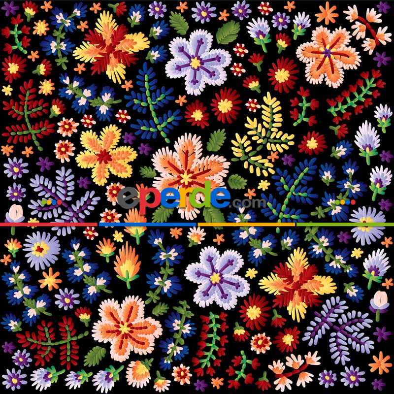 Çiçekli Desenli Fon Perde Evm806 Kumaşı Kalındır Duck Bezi Değildir- Kırmızı-Açık Yeşil- Çok Renkli 3