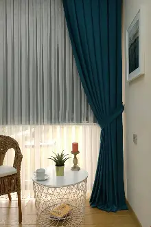 Salon Soft Fon Perde Petrol- Petrol Mavisi