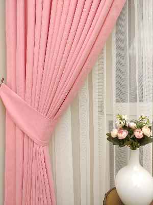 Pembe Renk Düz Sade Fon Perde ( En 150cm Dökümlü Fon )- Pembe Açık