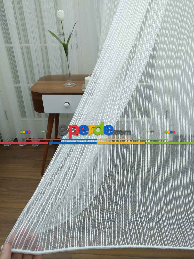 Çizgili Tül Zigzaglı 1. Kalite - Kurşunlu Tül