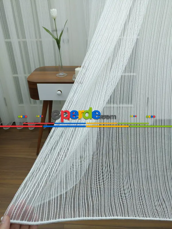 Mutfak - Çizgili Tül Zigzaglı 1. Kalite