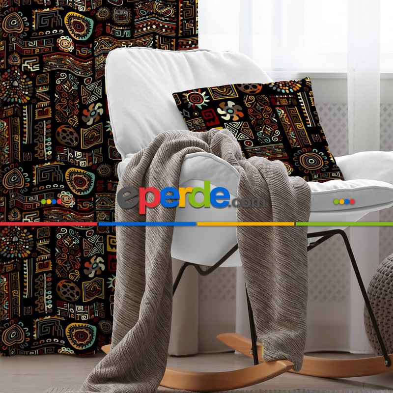 Etnik Fon Perde Evim 273 Kumaşı Kalındır Duck Bezi Değildir