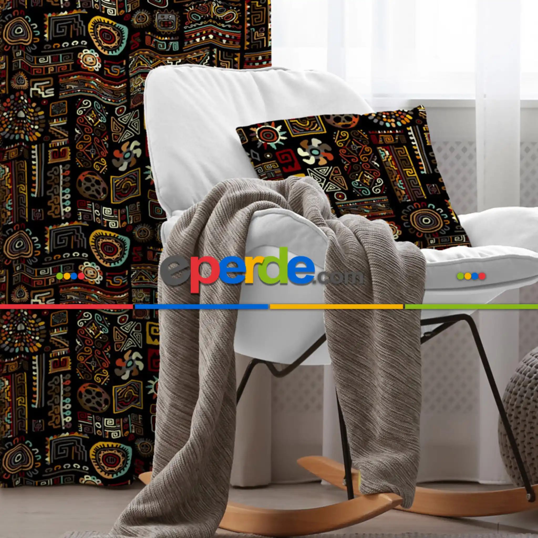 Etnik Fon Perde Evim 273 Kumaşı Kalındır Duck Bezi Değildir