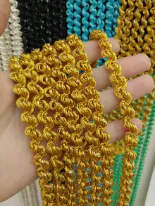 Altın Rengi İp Perde Duble Bukle Serisi- Sarı-gümüş