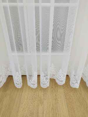 Etek Ucu Nakışlı Brillant Arne Tül Perde - %40 Extra İndirimli- Ekru