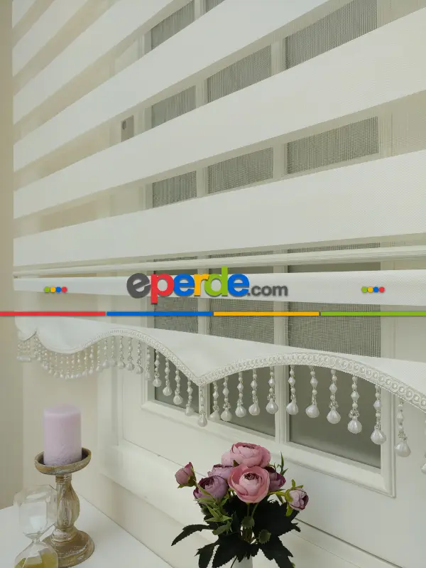 Oturma Odası - Zebra Perde - Düz Zebra Perde- Ekru