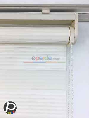 Plise Zebra Perde - Krem- Krem