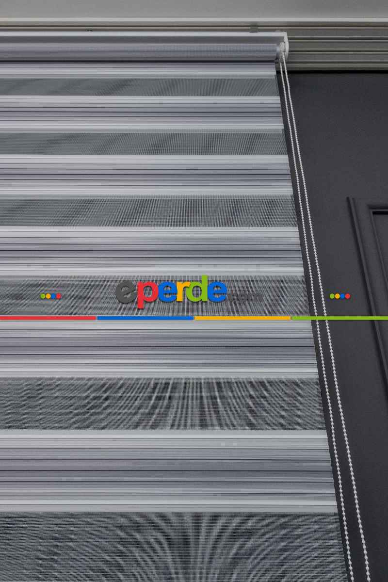 Zebra Perde Degrade Renk Geçişli Pileli Zebra Perde Gri Füme Antirasit