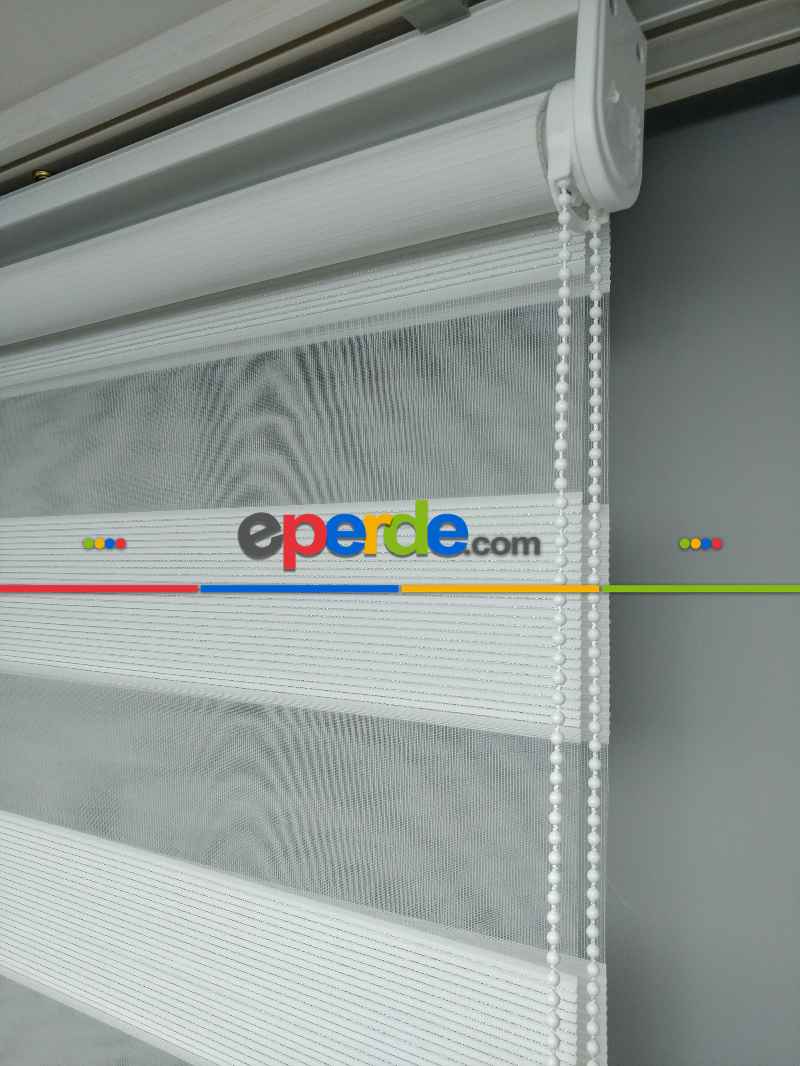 2025 Sezonu - Zebra Perde - Micro Plise (pileli) Zebra Perde- Beyaz