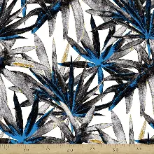 Mutfak Perdesi Kanat Fon Perde Yaprak Desenli- Siyah