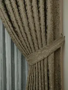 Toprak Rengi Duz Jakar Fon Perde - Taba