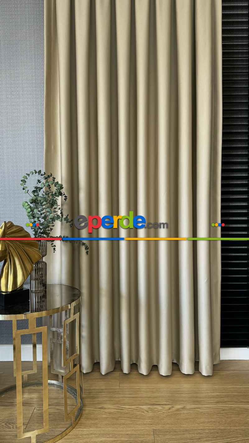 Bej Krem Blackout - Karartma Fon Perde, Premium Kalite Serisidir, %75 Oranında Işığı Keser