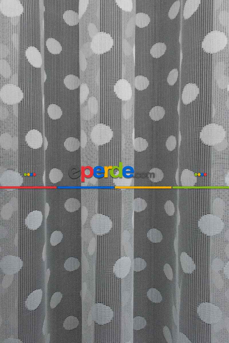 Mutfak - Puantiyeli Yuvarlak Noktalı Daire Desen Örme Çocuk Odası Tül