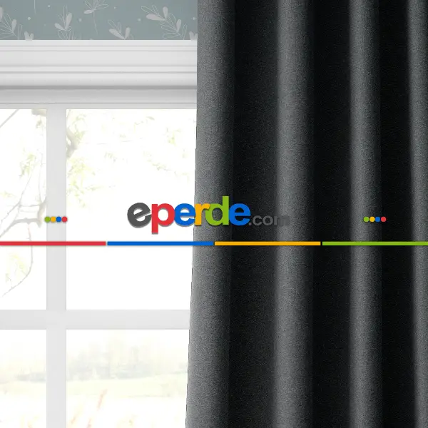 Yatak Odası - Blackout Karartma Tek Kanat Fon Perde Koyu Gri