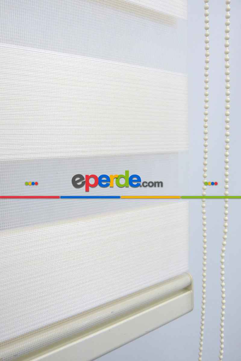 New Düz Zebra Perde- Krem Açık