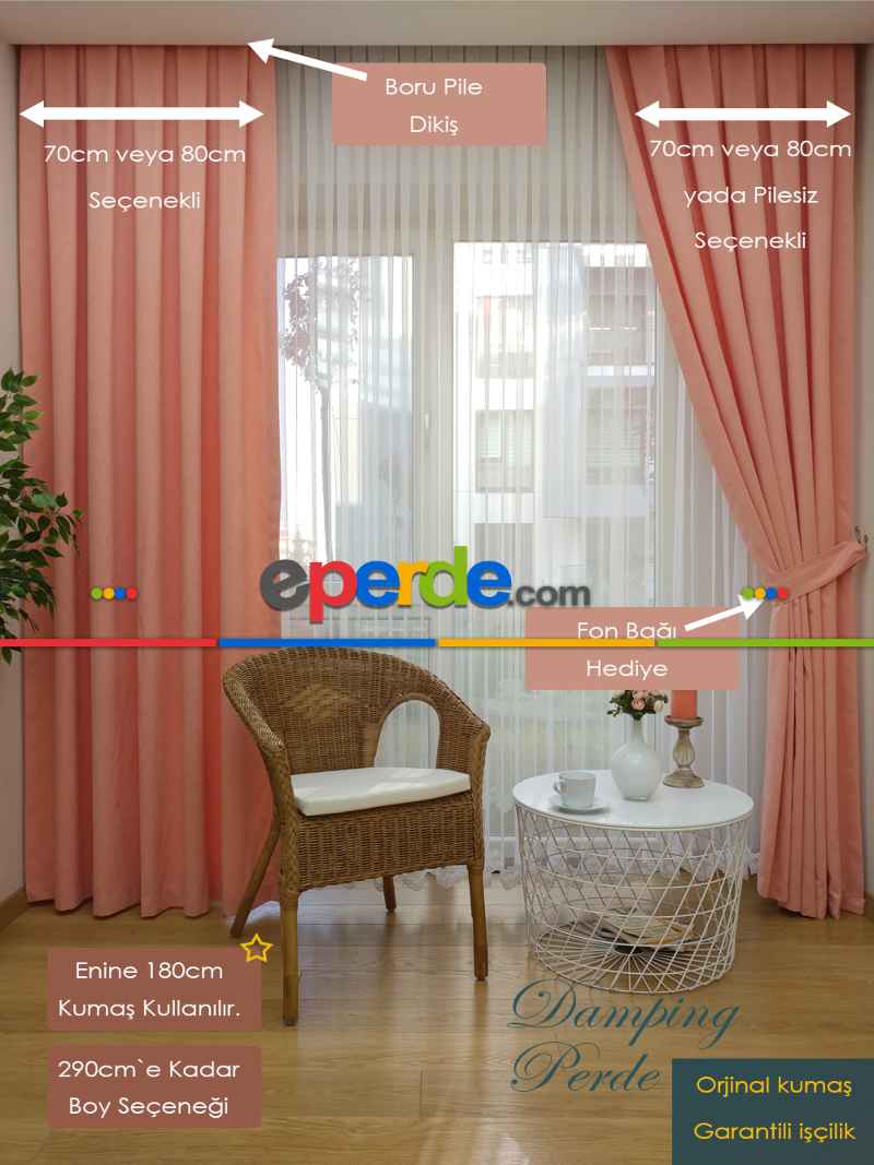 Yavruağzı Düz Sade Mutfak Fon Perde Yan Kanat Perdesi- Yavru Ağzı