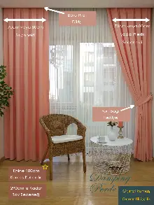 Oturma Odası Yavru Ağzı Düz Fon Perde - Yavru Ağzı-pudra