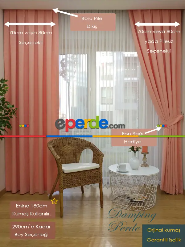 Salon Fon - Yavru Ağzı Düz Fon Perde - Yavru Ağzı-pudra