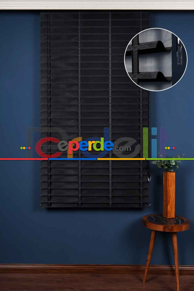 Siyah 50mm Silüet Kumaş Jaluzi Perde