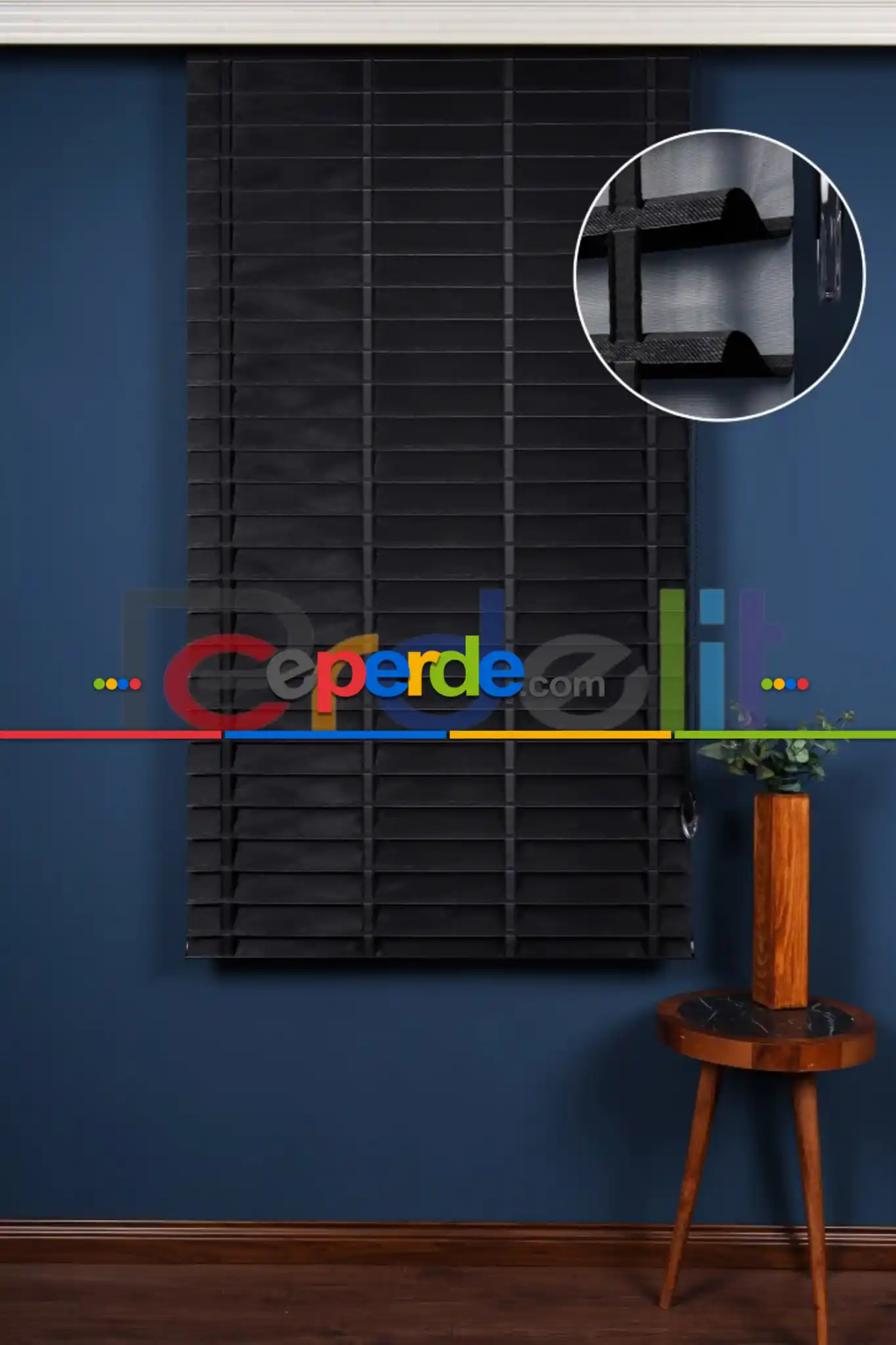 Siyah 50mm Silüet Kumaş Jaluzi Perde