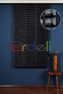 Siyah 50mm Silüet Kumaş Jaluzi Perde