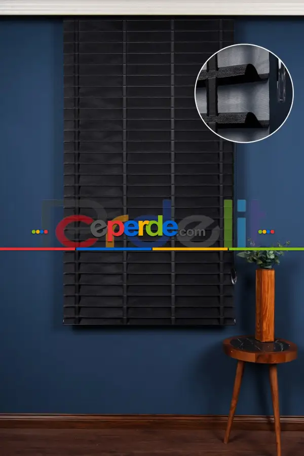 Siyah 50mm Silüet Kumaş Jaluzi Perde