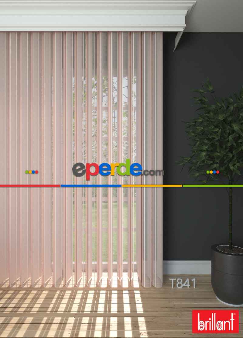 Brillant Akıllı Tül Perde Açık Pembe Renkli Tül Dikey Zebra Perde Düz 1. Kalite