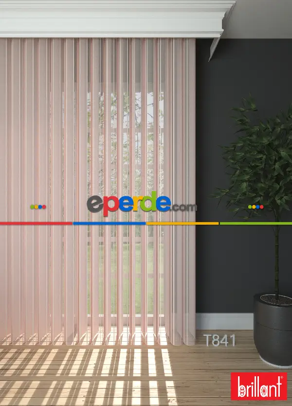 Brillant Akıllı Tül Perde Açık Pembe Renkli Tül Dikey Zebra Perde Düz 1. Kalite