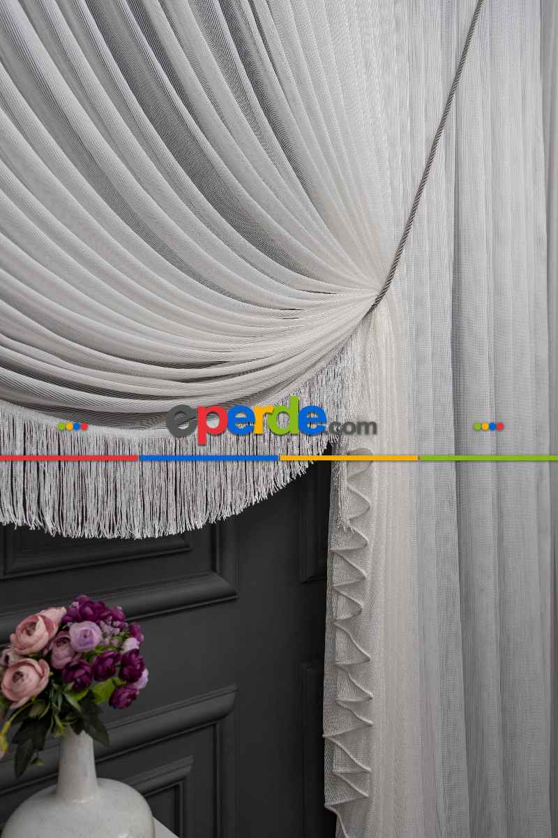 Salon Yalancı Kruvaze - Tülden Fon - Yana Toplamalı Tül - Kordon Toplama Tül - Çift Veya Tek Kanat - Püskül İlave Ücretlidir