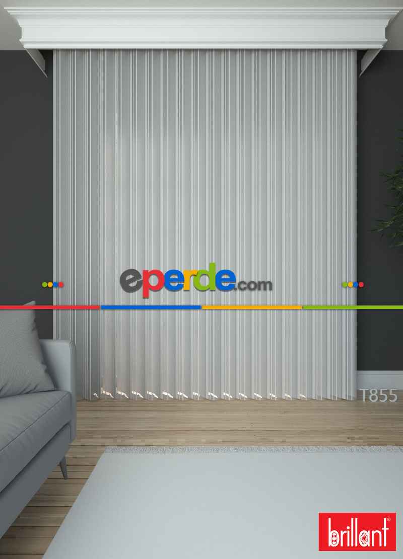 Brillant Akıllı Tül Perde Kremsi Gri Renkli Tül Dikey Zebra Perde Düz 1. Kalite