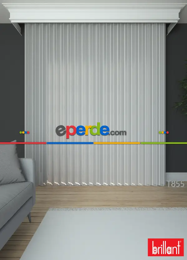 Brillant Akıllı Tül Perde Kremsi Gri Renkli Tül Dikey Zebra Perde Düz 1. Kalite