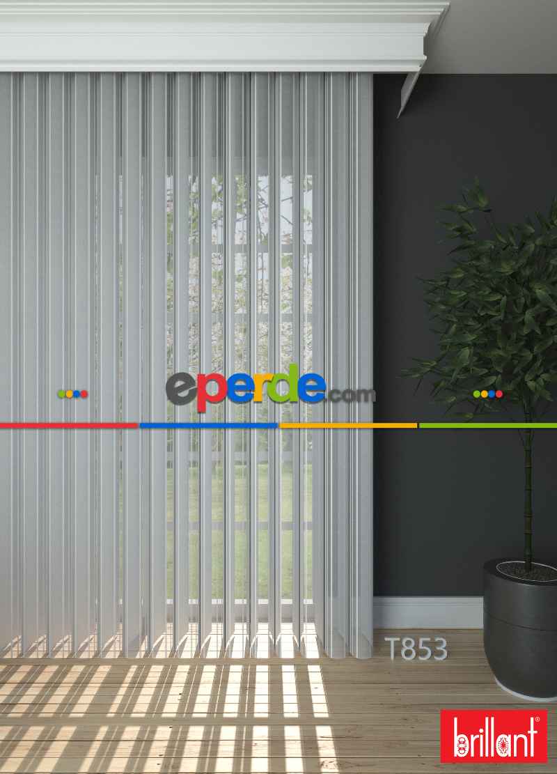 Brillant Akıllı Tül Perde Açık Gri Renkli Tül Dikey Zebra Perde Düz 1. Kalite