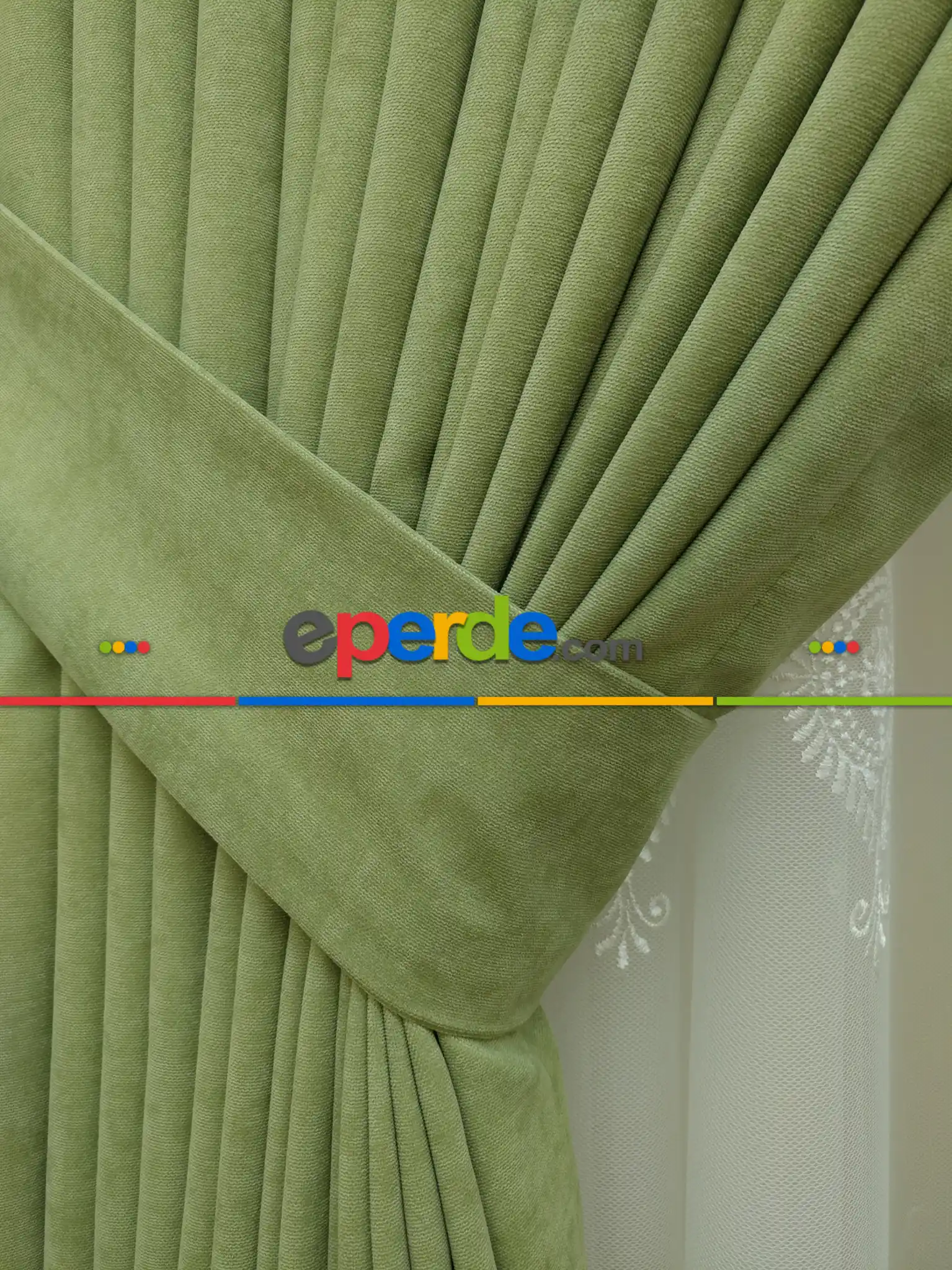 Su Yeşili Düz Sade Fon Perde ( Dökümlü Fon )- Su Yeşili