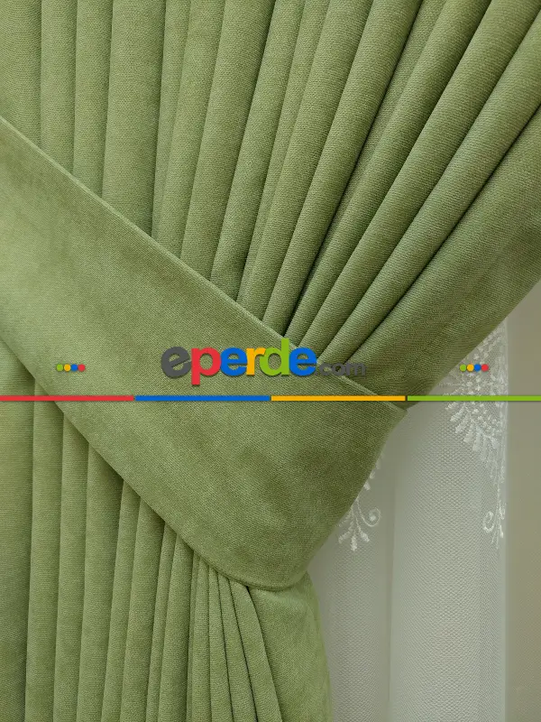 Salon Fon - Su Yeşili Düz Sade Fon Perde (  Dökümlü Fon )- Su Yeşili