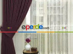Mürdüm Rengi - Düz Fon Perde ( Dökümlü Fon Perde)- Mürdüm Koyu
